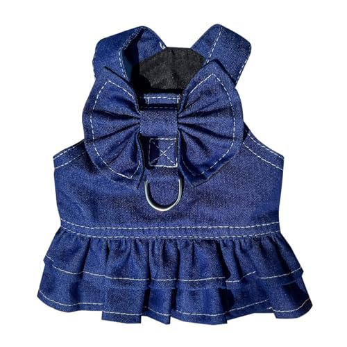 Denim-Kleid für kleine Haustiere, mit Leinenhaken, Prinzessinnenkleid, Pullover, Outfit, Hunde-Foto-Kleidung von IWOMA