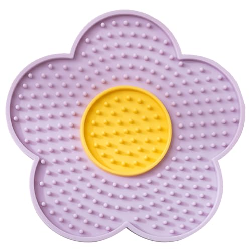 Leckmatte für Katzen in Blumenform mit Saugnäpfen, für Futter und Katzen, Leckmatte, Silikon-Pad von IWOMA