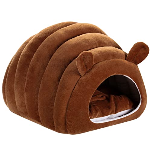 Plüsch-Katzenbett Cusion, warmer Schlafsack für Hunde, Kätzchen, Raupenform, geschlossenes Haustiernest, Kätzchen, Burrow, Haus, weiches Zelt von IWOMA