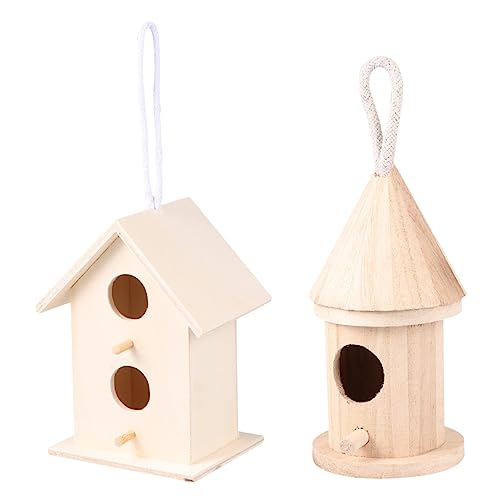 IWOWHERO 3St praktisches Nest Taubenhaus Kolibri-Vogelhaus Garten hängendes Vogelhaus Vogelnisthaus Vogelbett DIY Vogelhaus Gartendekoration Vogelnest aus Holz Käfigzubehör Protokoll Yellow von IWOWHERO