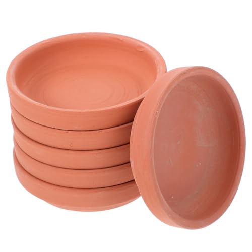 IWOWHERO 6st Rottöpfer Pflanze Blumentopf Tabletts Für Pflanzen Tabletts Für Pflanzen Runde Pflanzenauffangwannen Wasserschalen Für Zimmerpflanzen Pflanzenschalen Orange Terrakotta von IWOWHERO