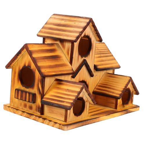 IWOWHERO Vogelhaus Mit Ständer Vogelhaus Aus Holz Handgefertigt Für Wildvögel Wetterfest Ideal Für Garten Und Balkon Robustes Vogelzubehör Ca Hbt x cm Naturfarbenes Vogelhäuschen Für Den Außenbereich von IWOWHERO