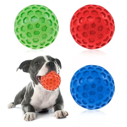 IXTIX 4stk Hundeball 6,5 * 6,5cm Interaktives Hundespielzeug Hohe Elastizität mit Integrierter Pfeife Wabenball Zahnknirschenden Kaubeständigen Hundespielzeugball von IXTIX