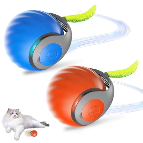 2 Stück Interaktives Katzenspielzeug Katzenball,Katzenball Elektrisch mit Schwanz Interaktives Katzenball Spielzeug 360° Rolling Katzenspielzeug Ball Elektrisch mit USB Aufladbar für Katzen Und Hunde von IXYHKB