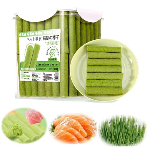 IZKBNCOZZ 10 Pcs Cat Grass Teething Stick(Canned), Verdexa Cat Grass Sticks, Natural Grass Molar Rod for Cat Indoor, for Hairball Removal,CaDental Care, Increase Appetite(80pcs Canned) (60pcs) von IZKBNCOZZ