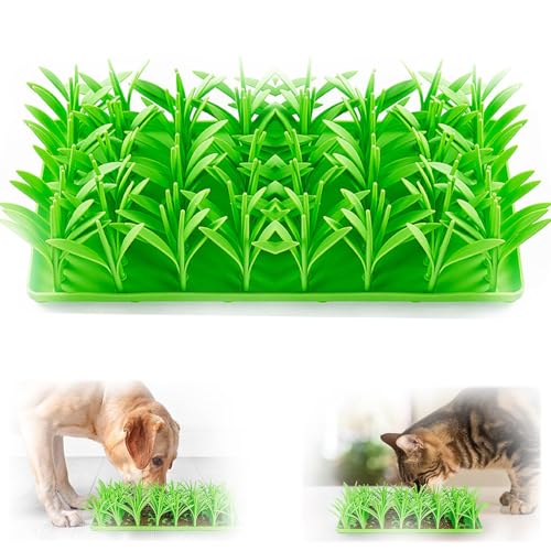 Silicone Grass Mat for Cats, Cat Grass Mat for Indoor Food Toy, Green Grass Silicone Slow Food Mat, Pet Chew Toy, Cat and Dog Eating Non-slip Pad, Creative Grass Design Licking Pad(1Pcs) von IZKBNCOZZ