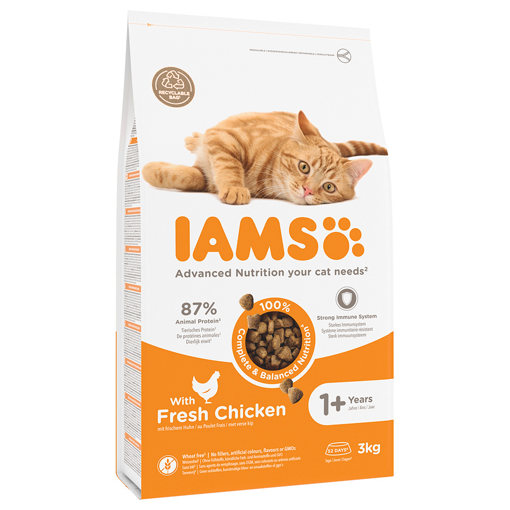 2,7 kg / 3 kg IAMS zum Sonderpreis! - Advanced Nutrition Adult Cat mit Huhn 3 kg von Iams