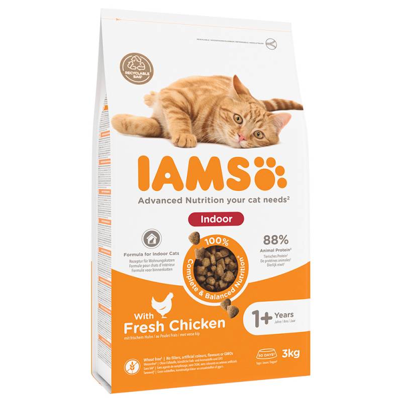 2,7 kg / 3 kg IAMS zum Sonderpreis! - Advanced Nutrition Indoor Cat mit Huhn 3 kg von Iams