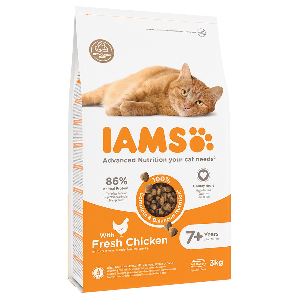 2,7 kg / 3 kg IAMS zum Sonderpreis! - Advanced Nutrition Senior Cat mit Huhn 3 kg von Iams