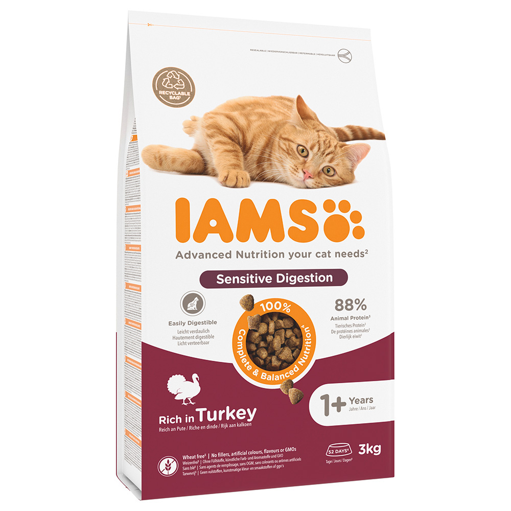 2,7 kg / 3 kg IAMS zum Sonderpreis! - Advanced Nutrition Sensitive Digestion mit Pute 3 kg von Iams