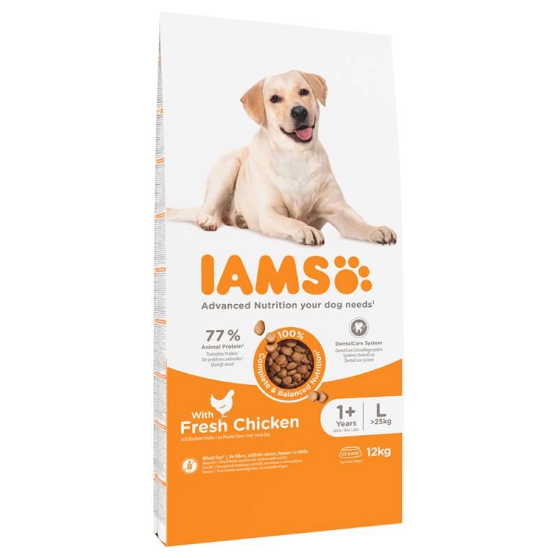 2 kg gratis! 12 kg IAMS Advanced Nutrition - Adult Large Dog mit Huhn von Iams