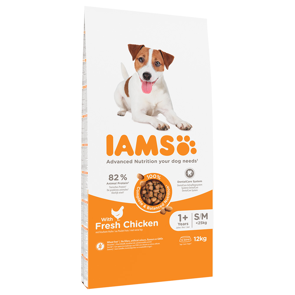 2 kg gratis! 12 kg IAMS Advanced Nutrition - Adult Small & Medium Dog mit Huhn von Iams