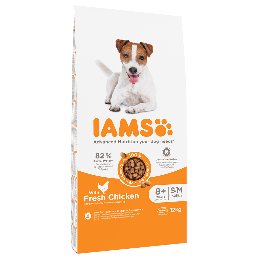 2 kg gratis! 12 kg IAMS Advanced Nutrition - Senior Small & Medium Dog mit Huhn von Iams