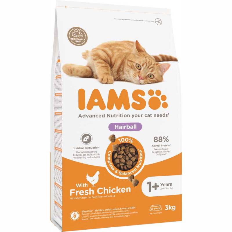 3 kg IAMS Advanced Nutrition zum Sonderpreis! - Hairball mit Huhn von Iams