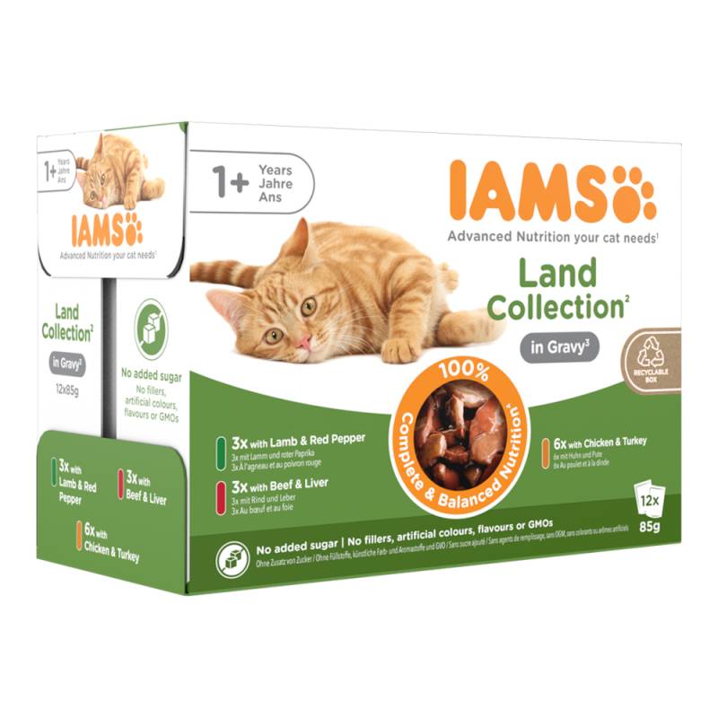 36 + 12 gratis! 48 x 85 g IAMS Advanced Nutrition - Adult Land Mix in Sauce von Iams