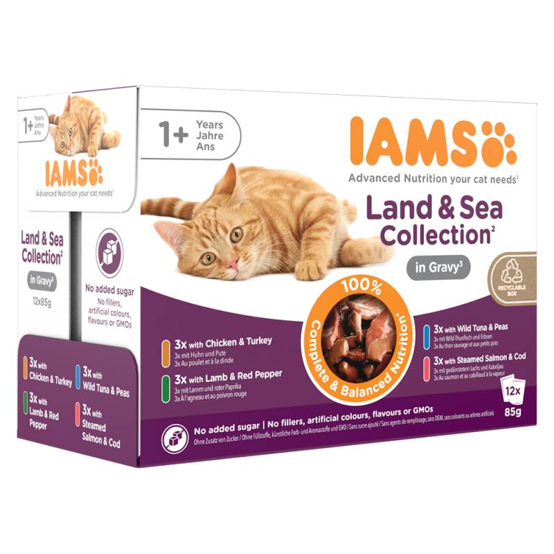 36 + 12 gratis! 48 x 85 g IAMS Advanced Nutrition - Adult Land & Sea Mix in Sauce von Iams