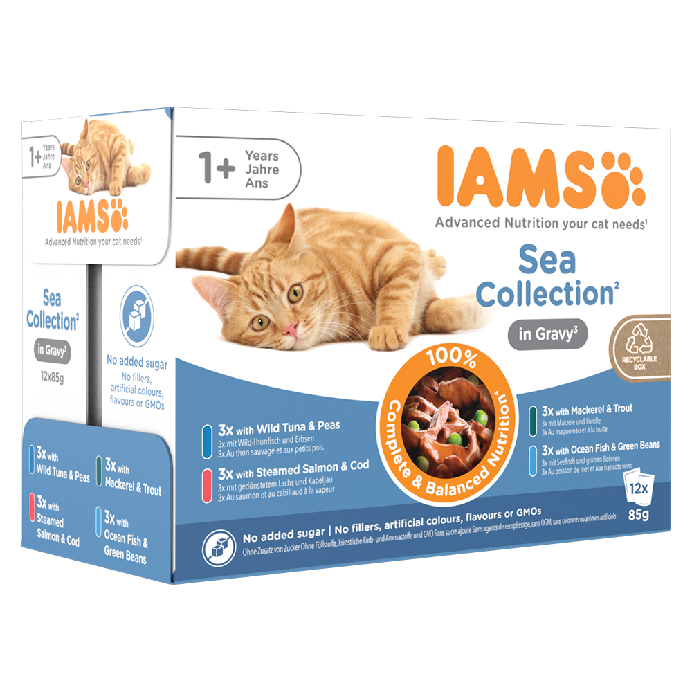 36 + 12 gratis! 48 x 85 g IAMS Advanced Nutrition - Adult Sea Mix in Sauce von Iams