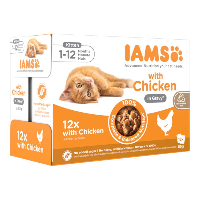 36 + 12 gratis! 48 x 85 g IAMS Advanced Nutrition - Kitten Huhn in Sauce von Iams