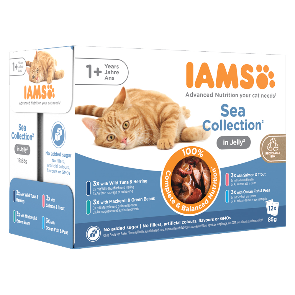 40 + 8 gratis! 48 x 85 g IAMS Adult - Advanced Nutrition Sea Mix in Gelee von Iams