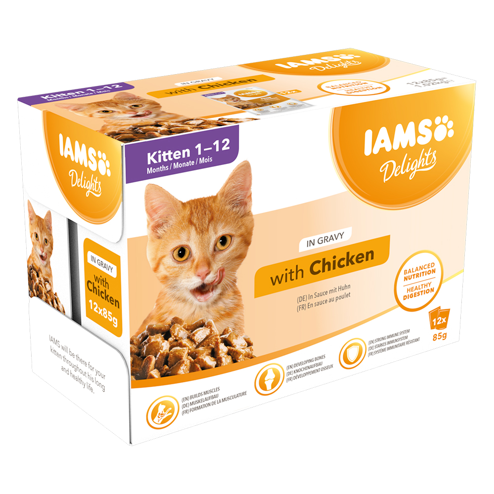 IAMS Delights Kitten Huhn in Sauce - Sparpaket: 48 x 85 g von Iams