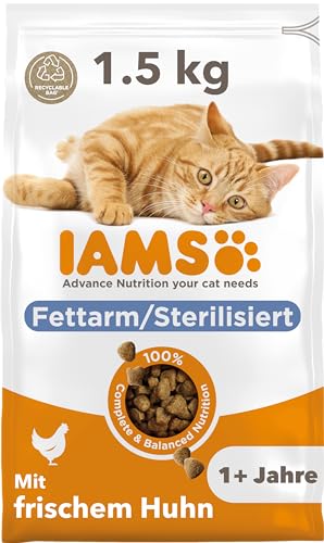 IAMS Sterilised Katzenfutter trocken mit Huhn - Trockenfutter für sterilisierte / kastrierte Katzen ab 1 Jahr, 1,5 kg von Iams