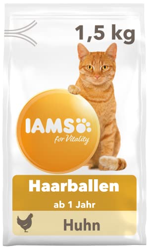 IAMS for Vitality Anti-Haarballen Katzenfutter trocken - Trockenfutter für Katzen ab 1 Jahr, 1,5 kg von Iams