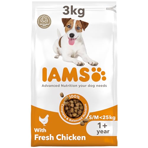 IAMS Hundefutter trocken mit Huhn - Trockenfutter für erwachsene Hunde ab 1 Jahr, geeignet für kleine & mittelgroße Hunde, 3 kg von Iams