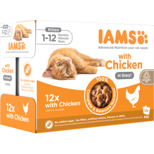 Iams Delights Kitten mit Huhn in Sauce Nassfutter Katze (12x85 gr) 12 x 85 g von Iams