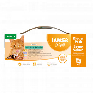 Iams Delights Land & Sea Collection 48 x 85g Beutel Katzenfutter 2 x (48 x 85 g Gelee) von Iams