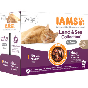 Iams Delights Senior Land & Meereskollektion in Sauce (12x85 gr) 12 x 85 g von Iams