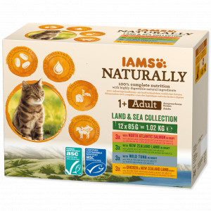 Iams Naturally Adult Land & Meereskollektion Nassfutter Katze (12x85g) 12 x 85 g von Iams