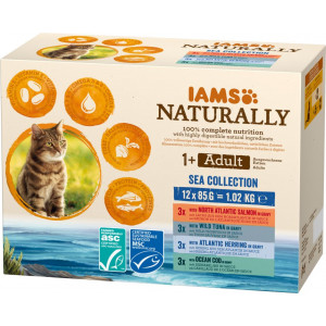 Iams Naturally Adult Meereskollektion Nassfutter Katze (12x85g) 12 x 85 g von Iams