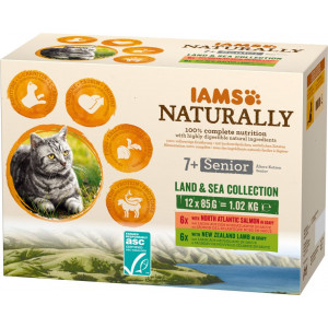 Iams Naturally Senior Land & Meereskollektion Nassfutter Katze (12x85g) 12 x 85 g von Iams