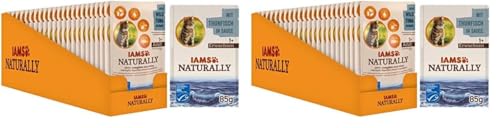 Iams Naturally Thunfisch Katzenfutter Nass, Premium-Nassfutter für Erwachsene Katzen in Sauce, 24 x 85g (Packung mit 2) von Iams