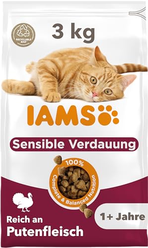 Spende - IAMS Sensible Verdauung Katzenfutter trocken mit Pute - Trockenfutter für Katzen mit empfindlichen Mägen ab 1 Jahr, 3 kg von Iams