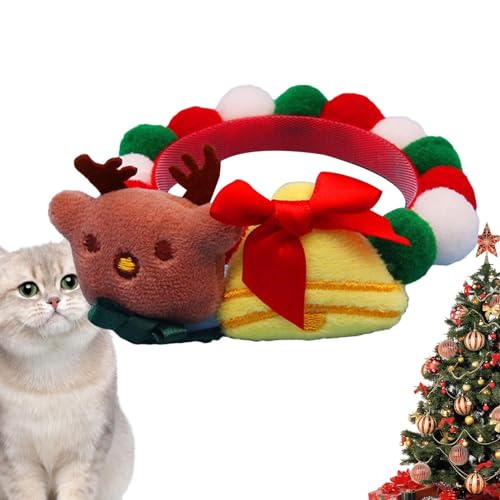 Ibuloule Haustier-Weihnachtshalsband,Weiche Welpenhalsbänder | Weiche Welpenhalsbänder, abnehmbar und verstellbar, Plüschhalsband für Welpenhunde von Ibuloule