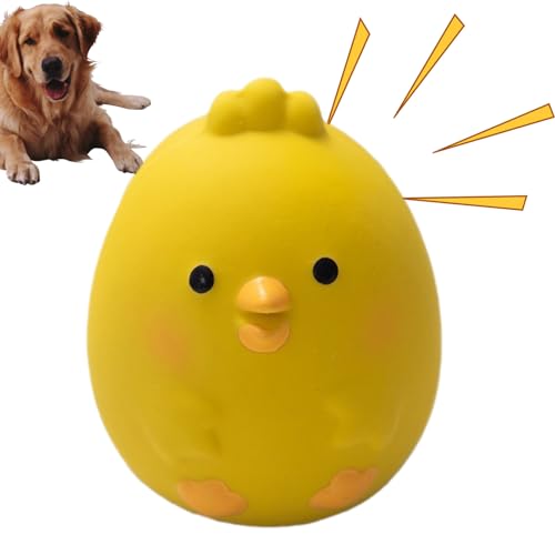 Ibuloule Hundespielzeug für Aggressive Kauer, Hundespielzeug Power Chew Dog Toy - Quietschendes Kauspielzeug für Hunde mit gelbem Huhn und Cartoon-Motiv | Zahnreinigungs-Super-Kauer, langlebiges von Ibuloule
