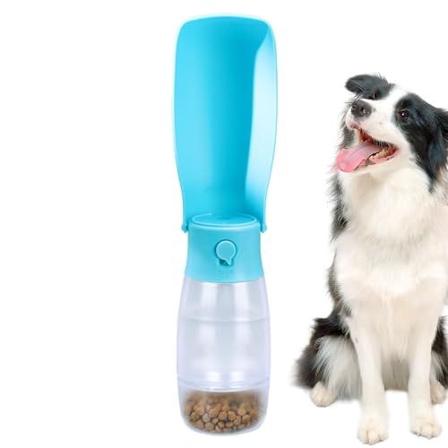 Ibuloule Reise-Wasserspender für Hunde, Reise-Wasserflasche für Hunde - Wasserspender mit Lebensmittelbehälter,Wasserspender, Faltbare Haustier-Wasserflasche, Hunde-Wassernapf, tragbarer von Ibuloule