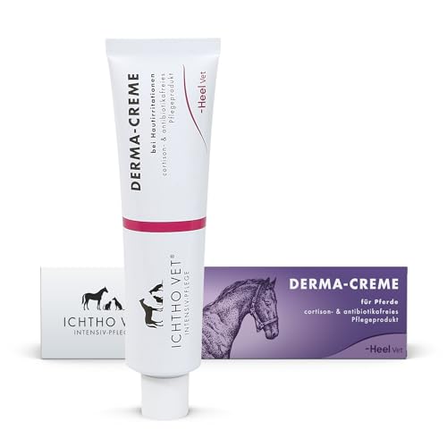 Ichtho vet Derma-Creme für Pferde: Intensiv-Pflege bei trockenen, rissigen und schuppigen Hautirritationen, 2x50g – Feuchtigkeitsspendend & rückfettend | Made IN Germany von Ichtho vet