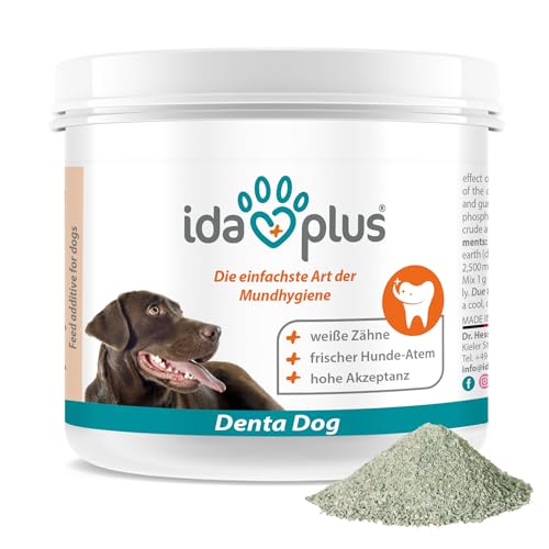 Ida Plus Denta Dog - kinderleichte Hunde Zahnpflege ohne Zähne bürsten - Hunde-Dental-Pflege stoppt Hunde Mundgeruch & sorgt für frischem Hunde-Atem - verhindert Hunde Zahnstein & Plaque - 150g von Ida Plus