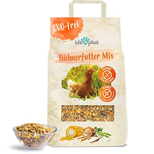 Ida Plus - Hühnerfutter Mix - Ausgewogenes Hühner Alleinfutter - 5 Kg - OHNE GENTECHNIK - Enthält Calcium und Vitamine - Ganzjahresmischung - Bestens für Futterautomaten geeignet von Ida Plus