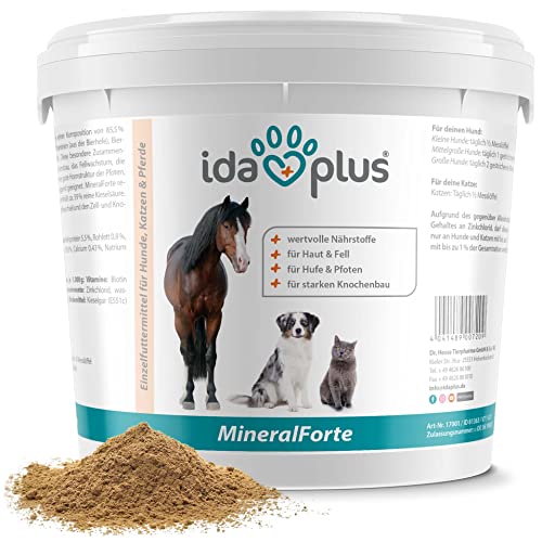 Ida Plus Mineral-Forte – wichtige Mineralien & Vitamine für Abwehrkräfte, Haut, Fell, Knochen, Hufe & Krallen - mit Bierhefe, Biotin, Zink, Kieselgur, Kieselsäure - Für Pferd, Hund & Katze - 2kg von Ida Plus