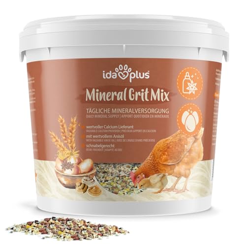 Ida Plus – Mineral Grit Mix 5 Kg – einzigartige Futterkalk Mineralstoffmischung mit Anis – wertvollen Mineralien für bessere Eierschalenqualität – enthält Muschelkalk & Calcium – für Hühner & Küken von Ida Plus