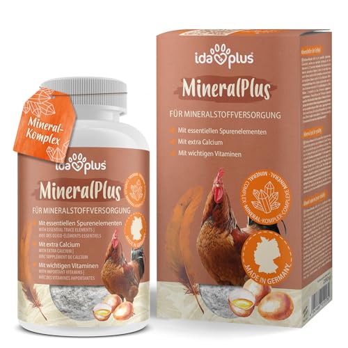 Ida Plus MineralPlus – Zusatzfutter für Hühner - Premium Mineralien für Hühner - Mineralstoffe für Hühner & Vitaminmischung für Hühner - Rundumversorgung - MineralPlus mit Kalzium für Hühner 280 g von Ida Plus