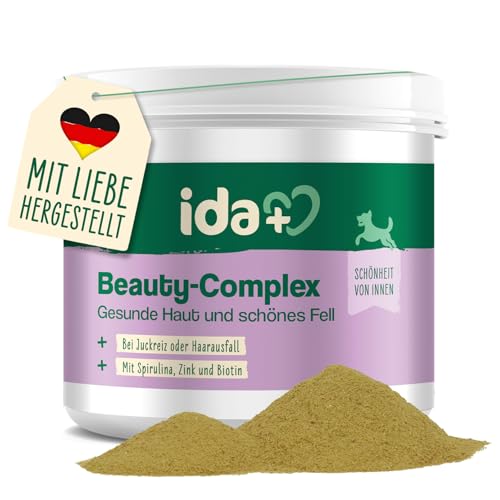 ida+ – Beauty Complex 350g – Bierhefe & Biotin Hunde - unterstützt Haut & Fell Pflege Hund - gegen Juckreiz für Hunde - Mit Spirulina Alge & Zink für Hunde - gepflegte Haut Hund - Haut und Fell Hund von Ida Plus