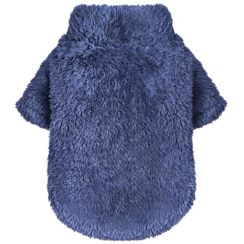 Idepet Fleecepullover für kleine Hunde und Welpen, Samt-Katzenbekleidung, weiche Thermo-Hundebekleidung für Herbst und Winter, Marineblau, Größe XXS von Idepet