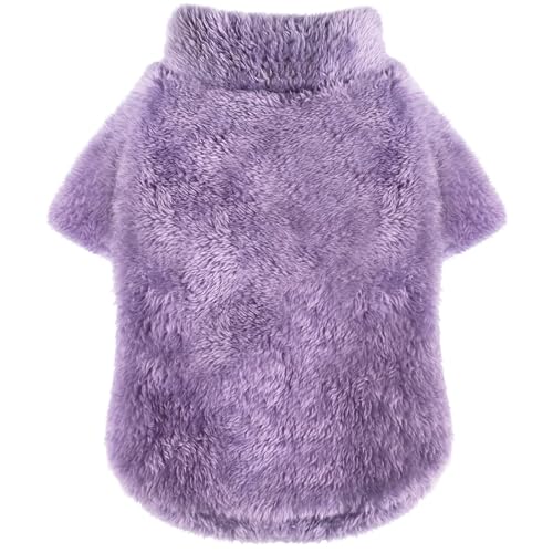 Idepet Fleece-Welpenpullover, Samt, Katzenbekleidung, weiches Hunde-Outfit, Thermokleidung für kleine Hunde, Herbst und Winter, Lila, XXS von Idepet