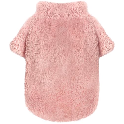 Idepet Fleece-Welpenpullover, Samt, Katzenbekleidung, weiches Hunde-Outfit, Thermokleidung für kleine Hunde, Herbst und Winter, Rosa, Größe XXS von Idepet