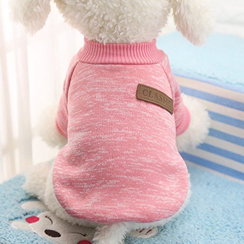 Idepet Haustier Katze Hund Pullover, warme Hund Pullover Cat Kleidung, Fleece Haustier Mantel für Welpen Small Medium Large Dog, Pink & grau (XL, Rosa) von Idepet