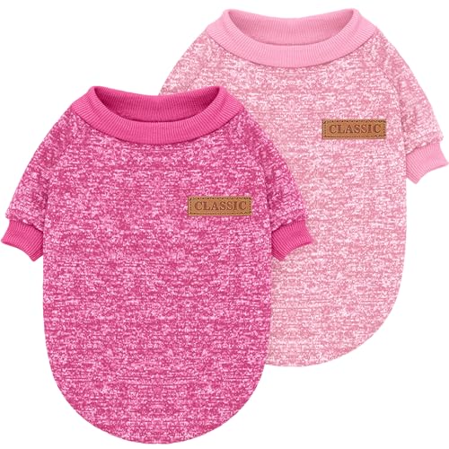 Idepet Haustier Katze Hundepullover, Warmer Hundepullover Katzenkleidung, Fleece-Welpenmantel für kleine mittelgroße große Hunde rosa grau XS-XXL (Rosa DunkeRosa, L) von Idepet